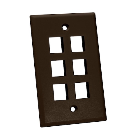 Keystone Wall Plate, Single-Gang - 6 Ports, Brown